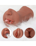 3 Girişli Oral Vajinal Anal Esmer Ağızlı 20 cm Mastürbatör - Görsel 5