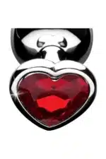 Kırmızı Taşlı Kalpli 7 cm Metal Anal Plug ve Anal Tıkaç Paslanmaz Çelik - Küçük Boy - Görsel 5