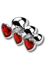 Kırmızı Taşlı Kalpli 7 cm Metal Anal Plug ve Anal Tıkaç Paslanmaz Çelik - Küçük Boy - Görsel 3