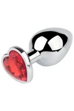 Kırmızı Taşlı Kalpli 7 cm Metal Anal Plug ve Anal Tıkaç Paslanmaz Çelik - Küçük Boy - Görsel 2